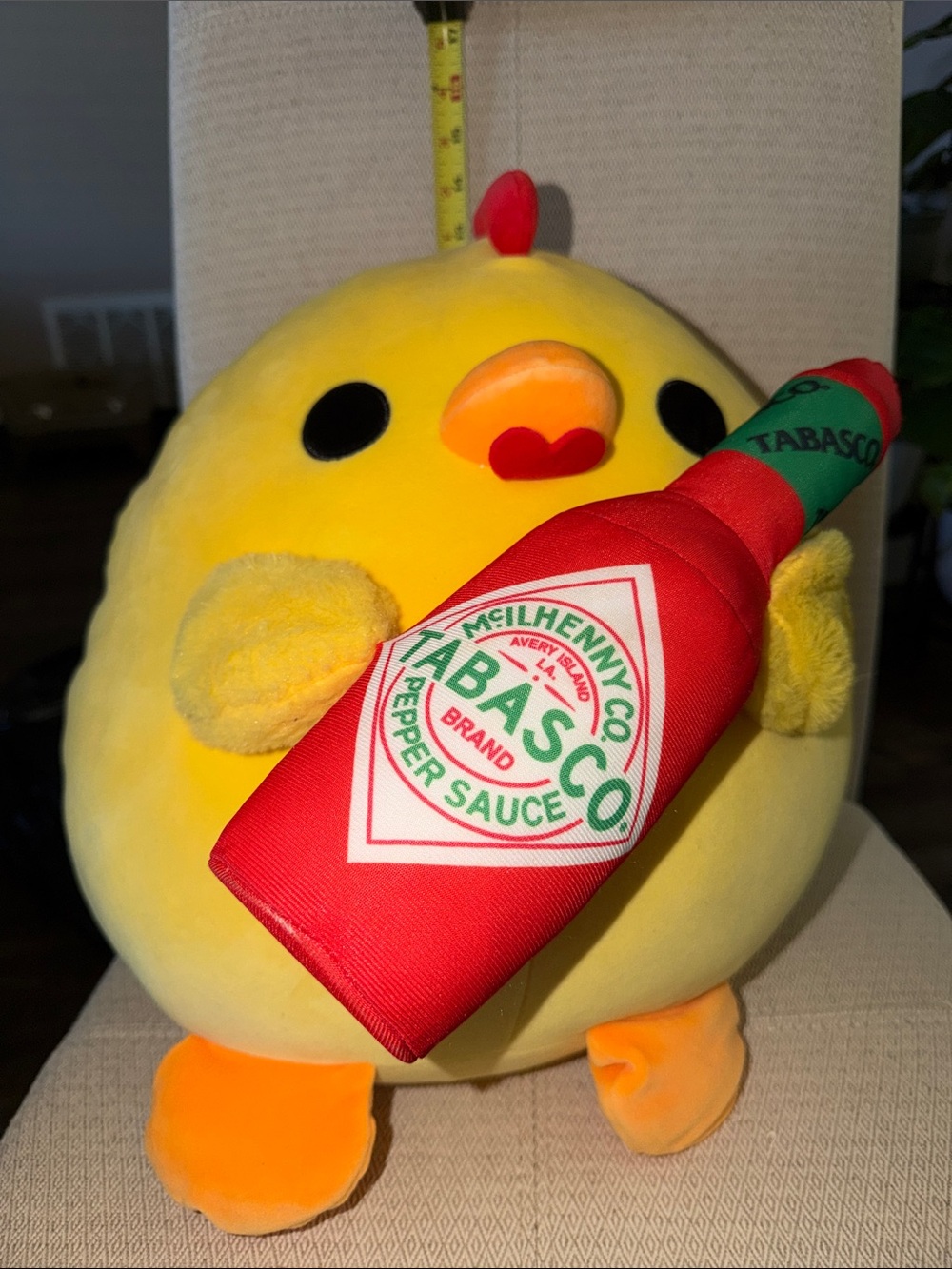 Tabasco Red & Yellow Plush Chick Holding Tabasco Bottle